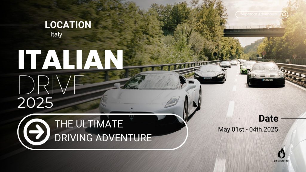Cruisefire Supercar tour Italian Drive Lake Garda 2025