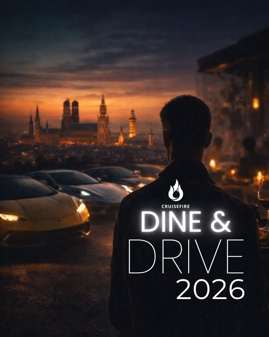 Dine and Drive 2026 – exklusives Unternehmer-Dinner in München mit Sportwagen und Networking.