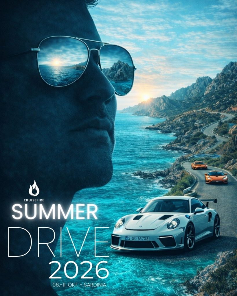 Summer Drive 2026 – exklusive Sportwagentour auf Sardinien mit Ferrari, Lamborghini, Porsche und McLaren.