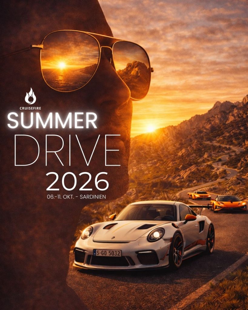 Summer Drive 2026 – exklusive Sportwagentour auf Sardinien mit Ferrari, Lamborghini, Porsche und McLaren.